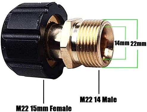 Adaptateur Nettoyeur Haute Pression M22 14mm Vers 15mm - Laiton Doré, Lot De 2