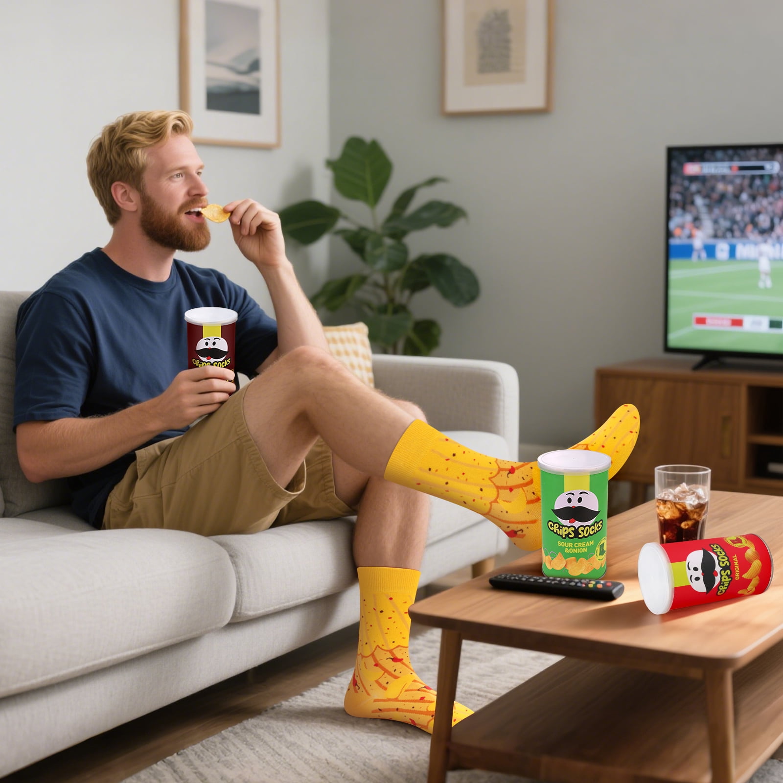 Funny Chips Box Socks - Unique Gag Gifts for Men Women Teen Boys - Novelty Funky Cool Crazy Silly Food Socks - Birthday Easter Fathers Day Fun Gifts for Him Dad Christmas Stocking Stuffers -3 Pairs