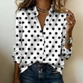 thumbnail image 5 of Yrmaups Polka Dot Button Down Long Sleeve Blouse for Women, V Neck Casual Shirt, Soft Lightweight Top for Office Travel Weekend Outing, White L, 5 of 5