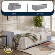 Serta Mia Modern Convertible Sofa, Light Gray Woven Fabric