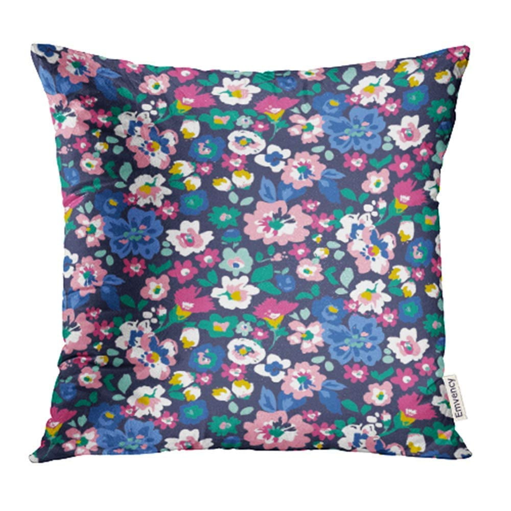 CMFUN Pink Ditsy Trendy Floral Pattern in Flower Abstract Cute Flora Retro Rose Leave Pillowcase