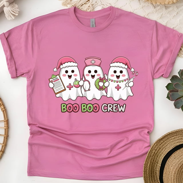 T-shirt d'Infirmière Boo Boo / Tee-Shirt Graphique de Noël avec Fantôme Mignon, Heliconia, Taille 3TG