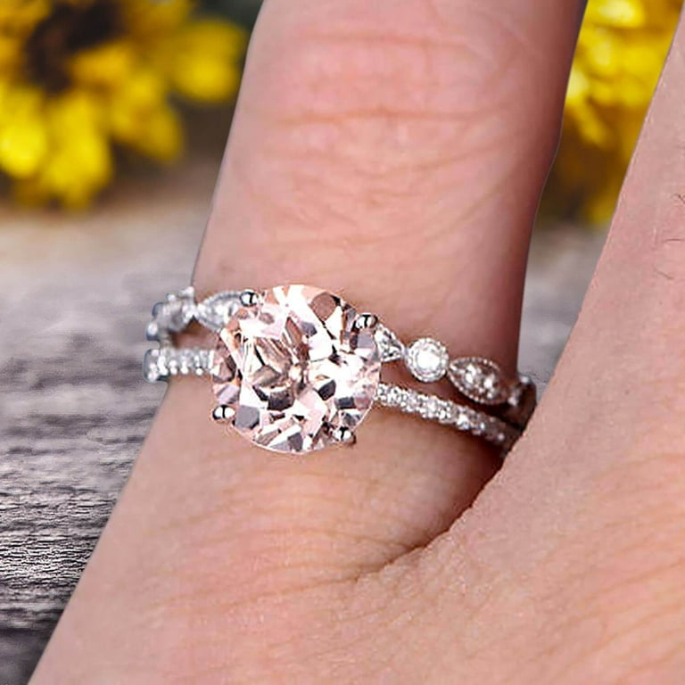 carat round cut morganite ring