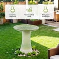 thumbnail image 6 of Handmade Green Gradient Glaze Ceramic Bird Bath 16.93 Inch Diameter 18.11 Inch Height Lightweight Weather Resistant for Outdoor Garden Bird Bathing Feeding, 6 of 10