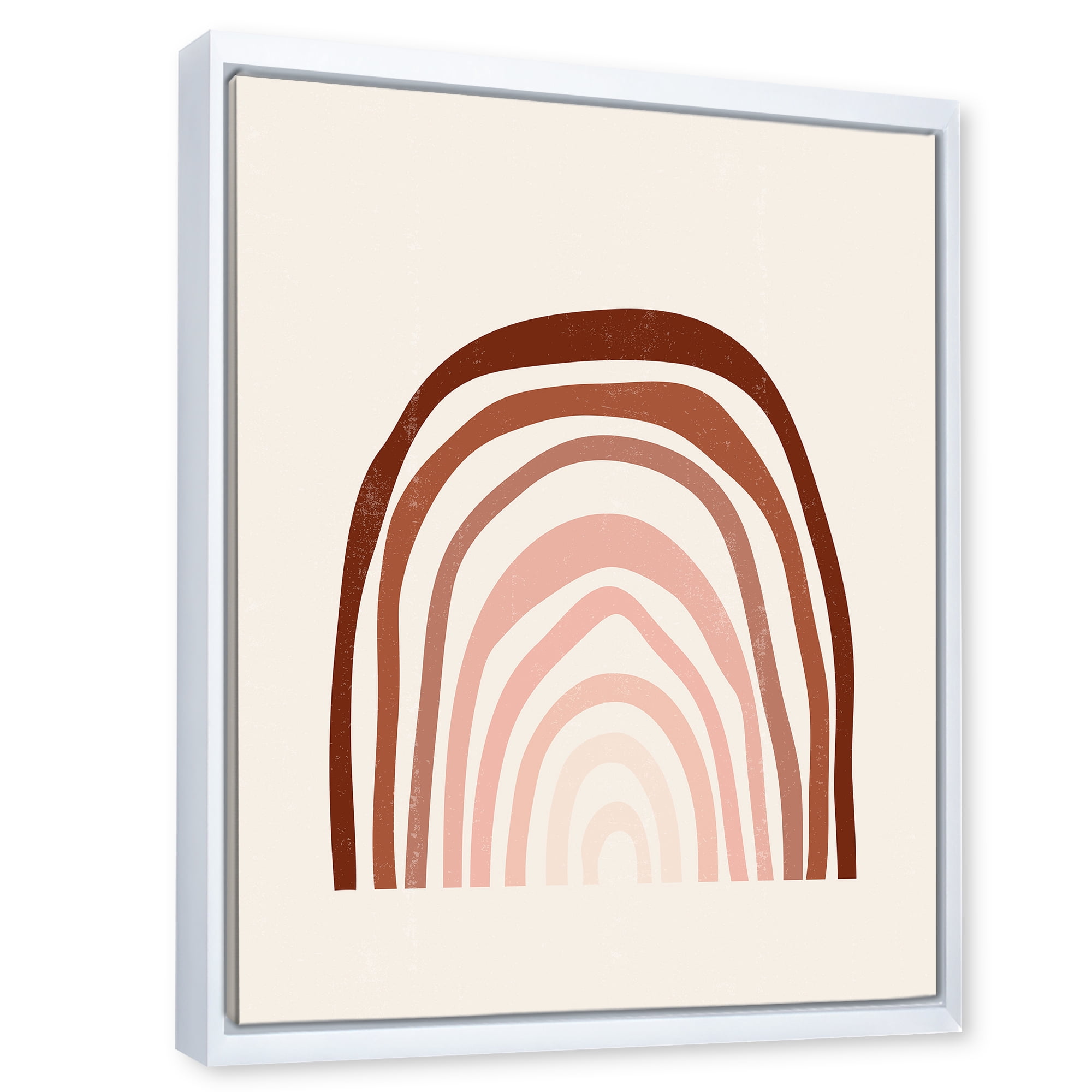 Designart 'Terracotta Minimalist Boho Art Rainbow I' Modern Framed Canvas Wall Art Print