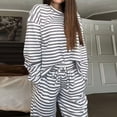 thumbnail image 6 of VISALY Valentines Day Pajama Set Striped Sleepwear Lounge Set Nightwear Sleepwear Sets Lounge Sets Fall Pjs Women Night Suits Women Pajama Set Pajama Sets Pretty Pajamas Loungewear Sets Grey L, 6 of 6