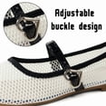 thumbnail image 4 of Qaltryn Mesh Ballet Flats for Women with Buckle Fashion Fishnet Flats Comfortable Mary Jane Shoes for Casual & Work, 4 of 9