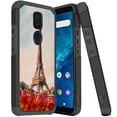 thumbnail image 1 of ANJ+ Slim Dual Layer Hybrid Shockproof Case + Tempered Glass Cover for Cricket Icon 3, Splendor, AT&T Motivate 2 - Eiffel Painting, 1 of 3