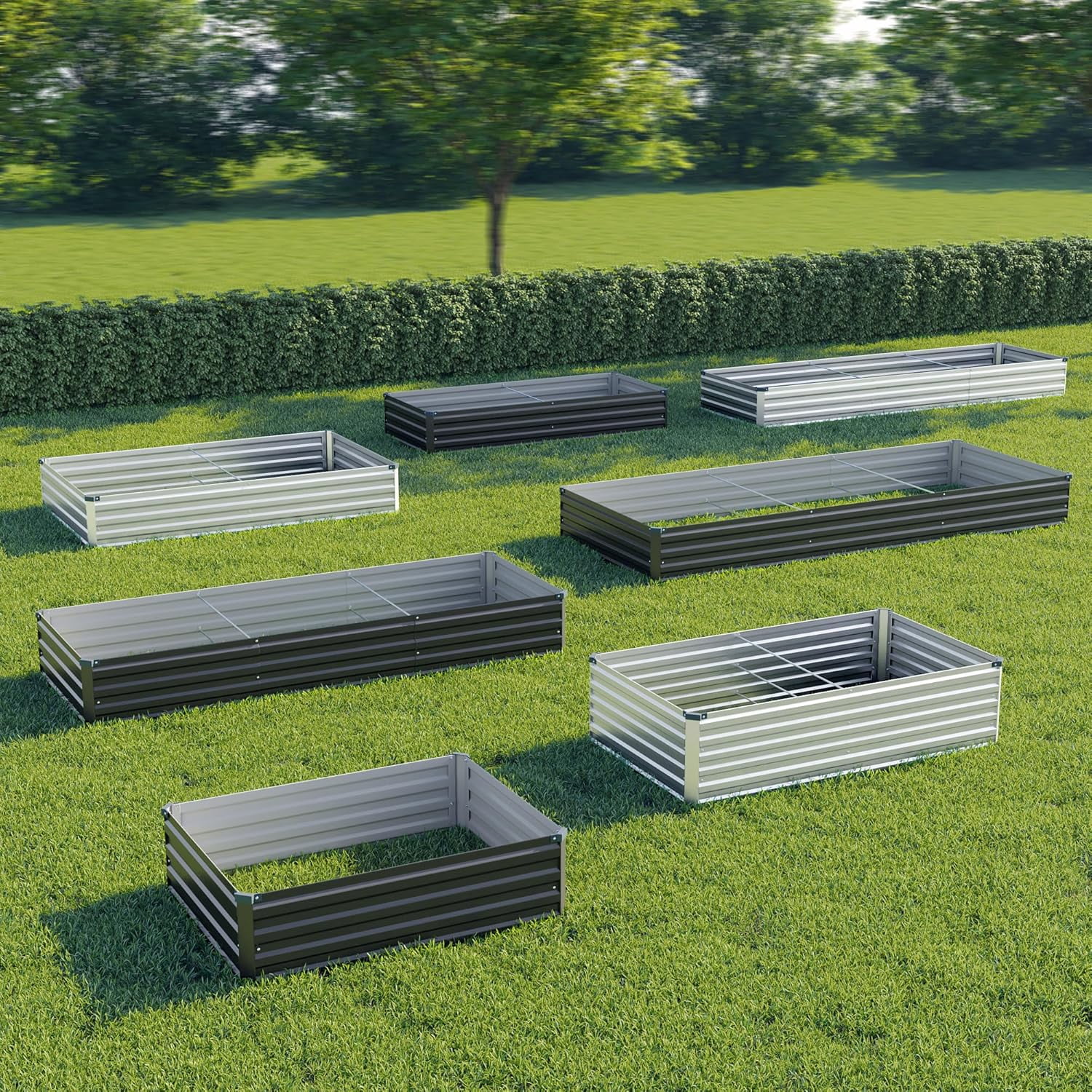 Galvanized Raised Garden Bed 10x2x1ft 2-Pack Outdoor Planter Box Metal Patio Kit for Vegetables Flowers Silver