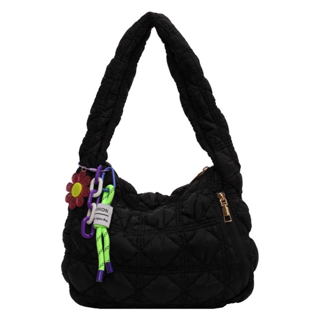 Bolso de hombro ligero FLhrweasw con diseño de celosía acolchado y cremalleras colgantes
