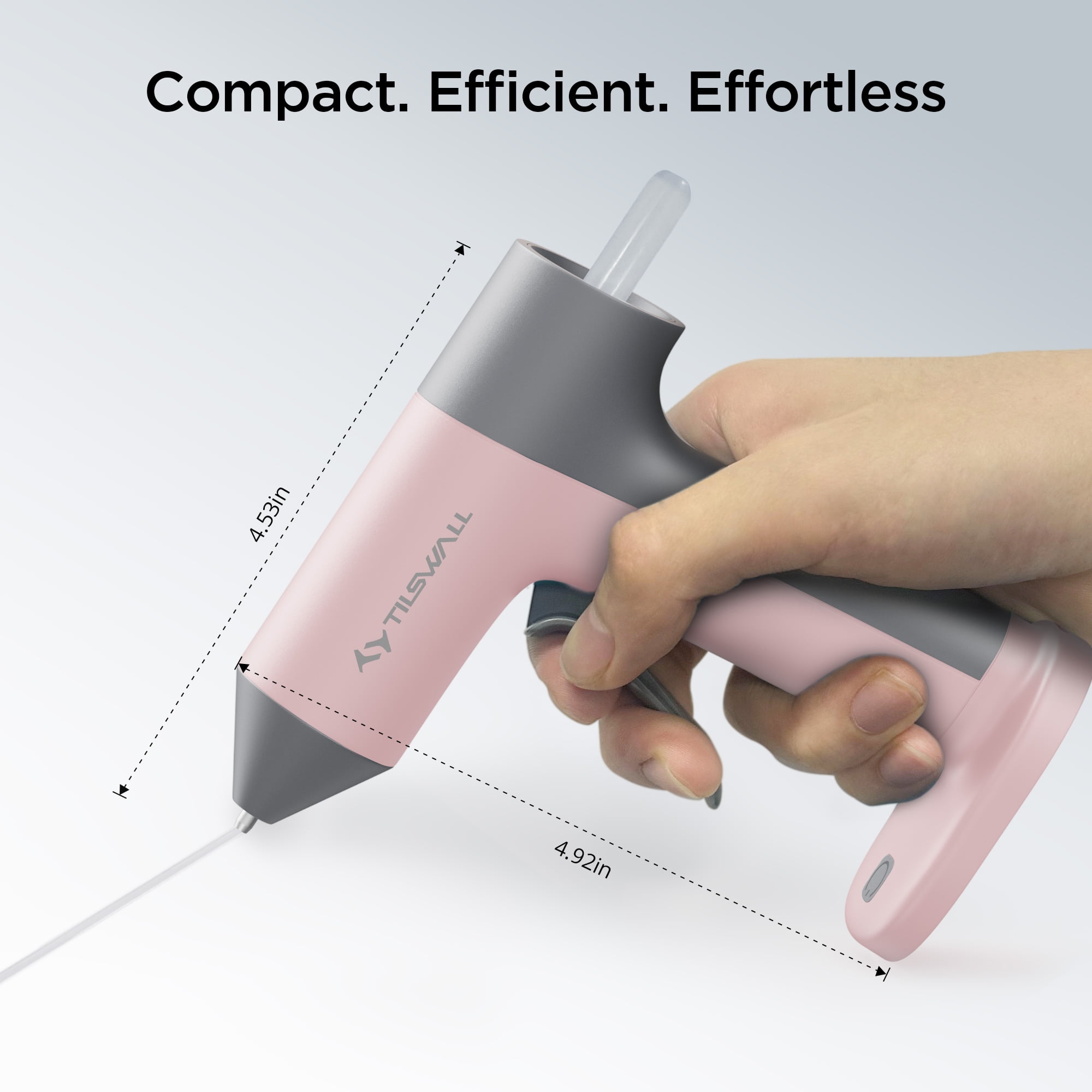Tilswall Cordless Hot Glue Gun, High Temperature, 30s Fast Preheating Anti-drip Glue Gun, 2Ah USB-C Rechargeable, with 20 Pcs Mini Glue Sticks Set for DIY Craft, Home Decor, Pink
