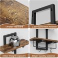 thumbnail image 2 of Floating Shelves for Wall Set of 2, Wood Wall Shelf with 6 Hooks, 2 Tier Hanging Decorative Storage Shelves for Living Room Bedroom Bathroom Kitchen Office Coffee Bar, Rustic Brown, 2 of 6