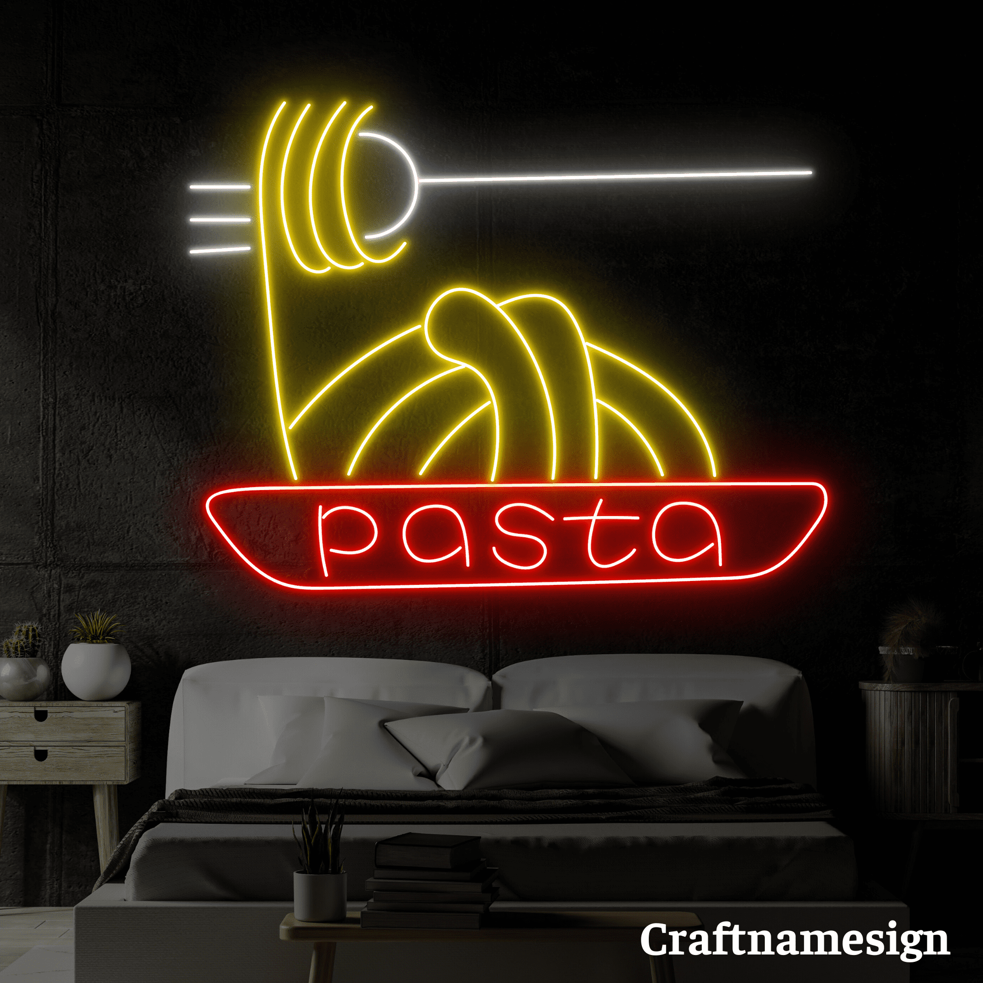 Craftnamesign Pasta Neon Sign for Pasta Italian Restaurant Shop
