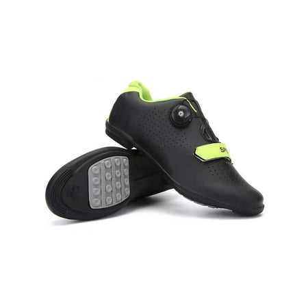 

Daeful Unisex Bike Shoe Mountain Sneakers Road Cycling Shoes Breathable Lightweight Bicycle Sneaker Exercise Black Green Rubber Bottom 4.5