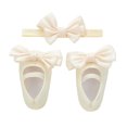 thumbnail image 5 of Newborn Baby Girl Princess Mary Jane Shoes Infant Bowknot Wedding Dress Flat Shoes with Headband Baby Girl's Baptism Christening Shoes Set, 5 of 9