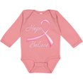 thumbnail image 3 of Inktastic Hope Believe Breast Cancer Ribbon Boys or Girls Long Sleeve Baby Bodysuit, 3 of 5