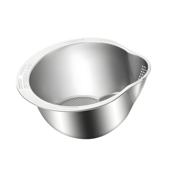 Rice Washer Strainer Bowl 4-in-1 Stainless Steel Colander | Side Drainers for Fast Rinsing | Small Pasta Fruit Vegetable Bean Quinoa Rinser | Durable Easy Clean | 1 Basket + 1 Suction Hook