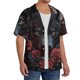 thumbnail image 2 of Balery Rose Full Moon Black Wolf Camisa Casual de Manga Corta con Botones para Hombre, Texturizada, Estilo Cubano, para Playa, Verano-Medium, 2 of 5