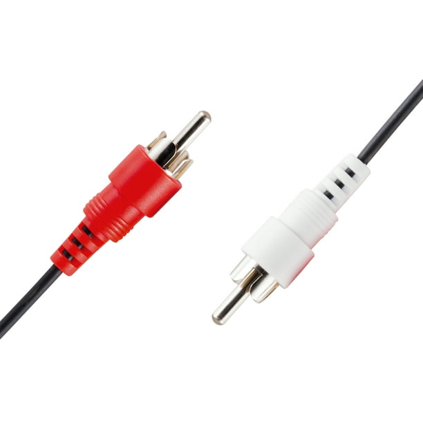 onn. 6ft. Stereo Audio Cable, Red and White Connectors, Black