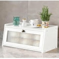 thumbnail image 2 of Bamboo Bread Box for Kitchen Counter, Wooden Large Capacity Bread Storage Bin with Window Bread Holder (Nature, Single Layer), 2 of 2