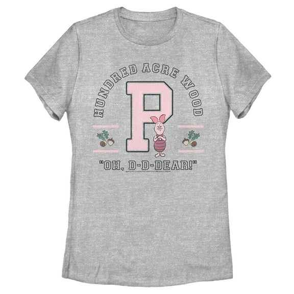 Women's Winnie the Pooh Collegiate Piglet Graphic Tee Athletic Heather Large