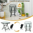 thumbnail image 6 of Gymax 18'' Foldable Patio Side Table Square Coffee Bistro Table w/ Tempered Glass Table Top, 6 of 10