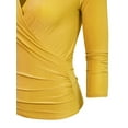 thumbnail image 4 of KOGMO Womens 3/4 Sleeve Side Wrap Ruched Shirred Slim Fit V-neck Top Shirts, 4 of 7