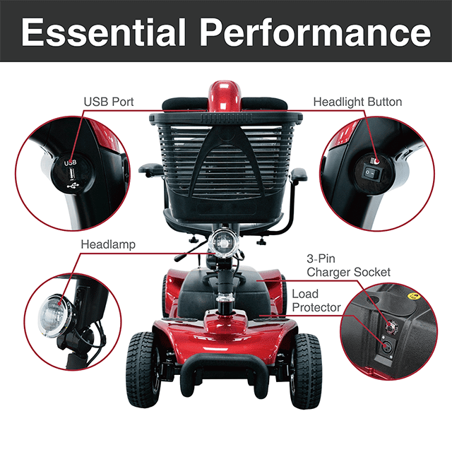 Equate Mobility 4-Wheel Motorized Scooter, Red - Walmart.com