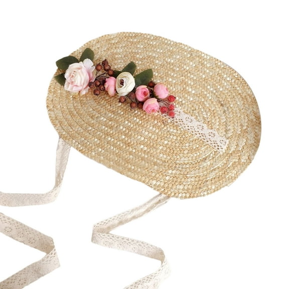Hukai Handmade Women 1800s Victorian Wedding Tea Party Bonnet Hat Vintage Flowers Beach for Sun