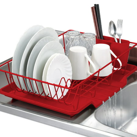 Home Basics 3 Piece Kitchen Sink Dish Drainer Set Various Colors To Choose From