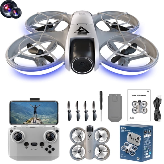 Drones for 10 Year Old Boys - Drone With Two Camera And Cool Light Remote Control Toys Gifts For Boys With Altitude Hold Headless Mode Start Speed Adjustment