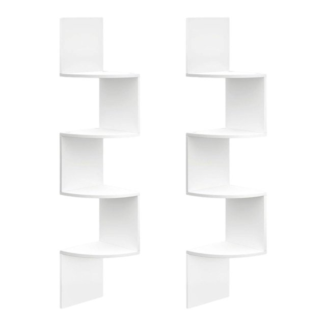 veasfak 2Pcs Corner Shelf Wall Mount Corner Floating Shelves for Kitchen Office Home White