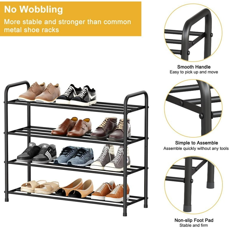 HISH 4 Tier Shoe Rack 100 Stainless Steel Shoe Shelf Storage