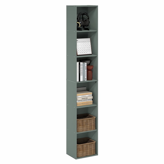 Furinno LUDER 6-Tier Tall Open Shelving Bookshelf 9.3 x 12 x 71 Sage Green