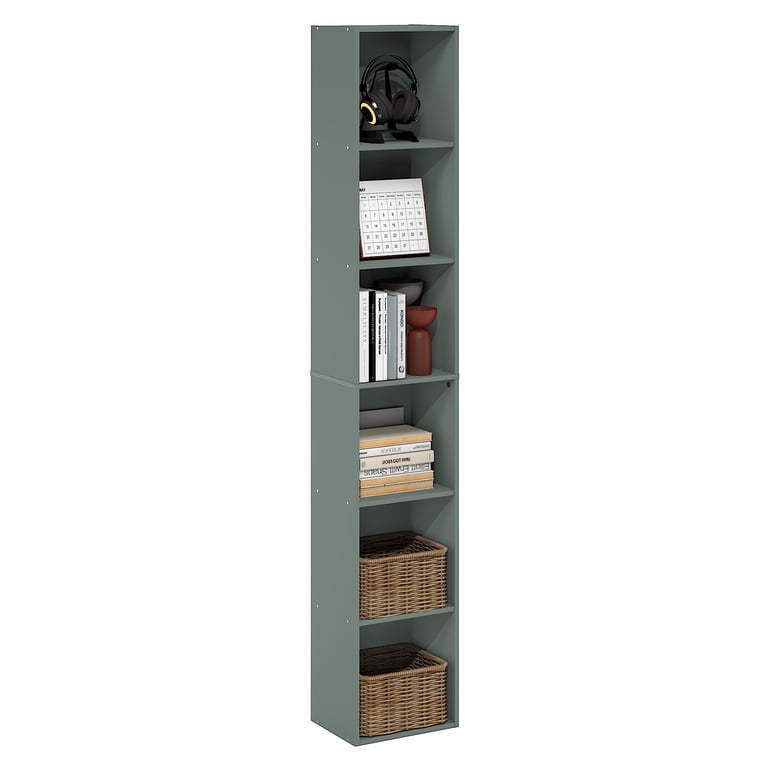 Furinno Luder 6-Tier Tall Open Bookshelf, Sage Green photo 1