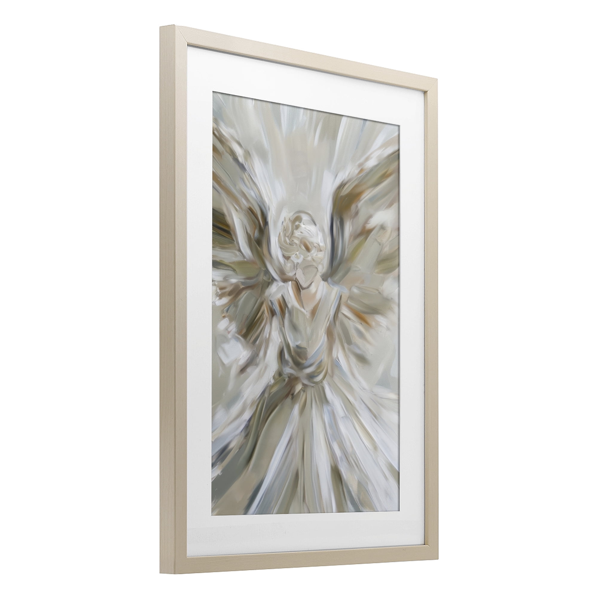 Stupell Industries Serene Angel with Flowing Wings Birch Framed Print Under Glass, design by Petal Prints Design