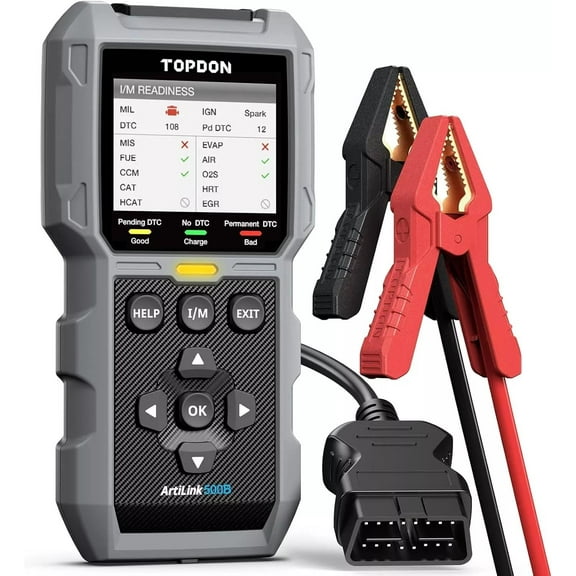 TOPDON AL500B Battery Tester 2 in 1 Car Diagnostic Code Reader, OBD2 Scanner, 12V Battery Tests, 12V/24V Cranking & Charging TestsFull OBDII Diagnosis,