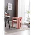 thumbnail image 3 of Modern Velvet Dining Chairs Set of 2, Upholstered Barrel Side Chairs Kitchen Armchair Accent Dining Chair, Comfy Vanity Chairs with Open-Back and 3 Legs, for Living Room/Dining Room/Bedroom, Pink, 3 of 9