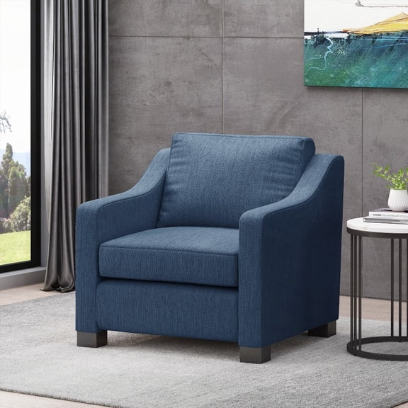 Modern Upholstered Club Chair - 33.5"x33.75"x32" - Navy Blue Fabric for Living Room