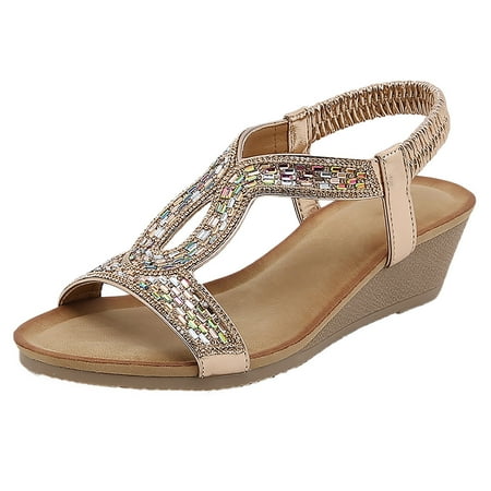 

Jungdeepe Women Summer Elastic Band Rhinestones Casual Shoe Clips for Women Sandals Platform Heel Sandals for Women Size 12 Womens Sandals Wedge Flat Womens Slides Sandals Size 9 Summer Dress Sandals