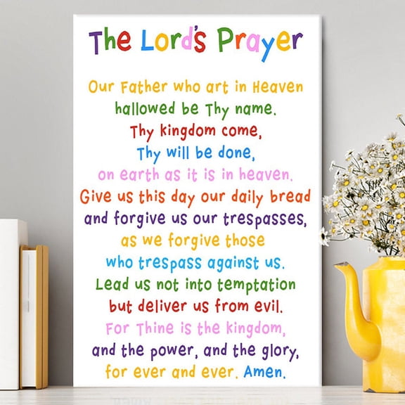The Lord's Prayer Canvas Framed Wall Art Decor, Bible Verse Scripture Print, Inspirational Religious Wall Decor Gift