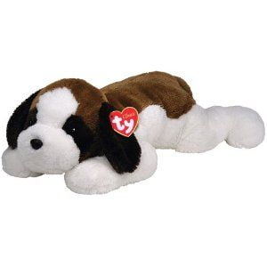 brown and white stuffed dog