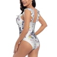 thumbnail image 2 of Naloa Rabbit And Butterfly Print Women One Piece Swimsuits Tummy Control Bathing Suit Ruffle V Neck Swimwear Slimming Monokini, 2 of 5