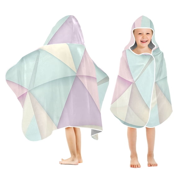 Yayeee Kids Hooded Towels Toddler Soft Absorbent Beach Bathing Wrap 50" x 23.5", Purple Geometric