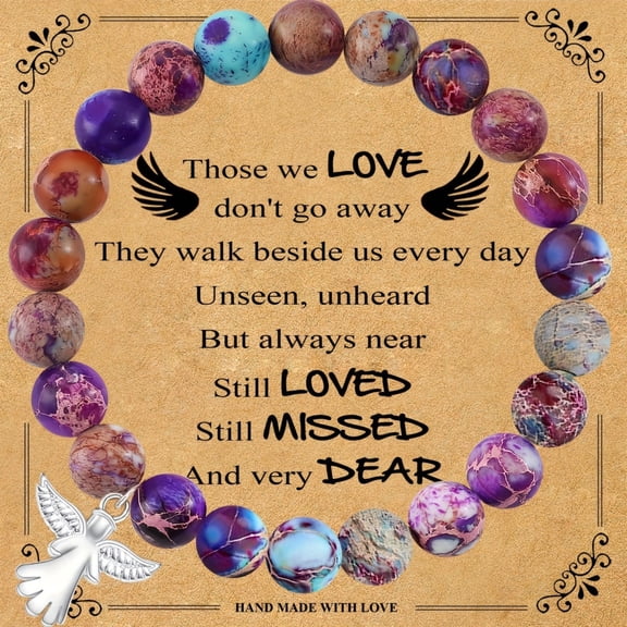 YYKihy Sympathy Gift For Loss Of Loved Ones Natural Stone Bracelets Memorial Gifts For Women/Girls