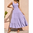 thumbnail image 2 of Womens Smocked Sleeveless Tiered Long Dresses, 2 of 13