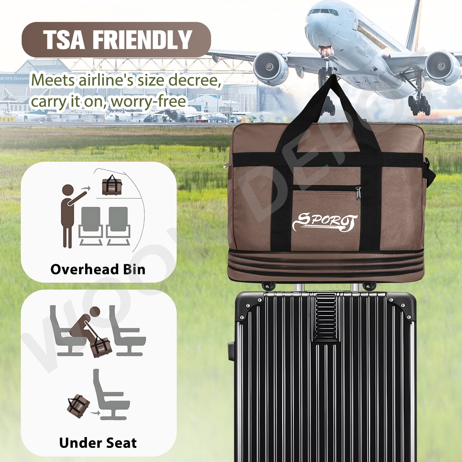WOOW DEPOT 40in Expandable Suitcase Bag 4 Layer Collapsible Rolling Luggage Wheeled Duffle Bag Large for Home Storage Cargo Travel Business Moving