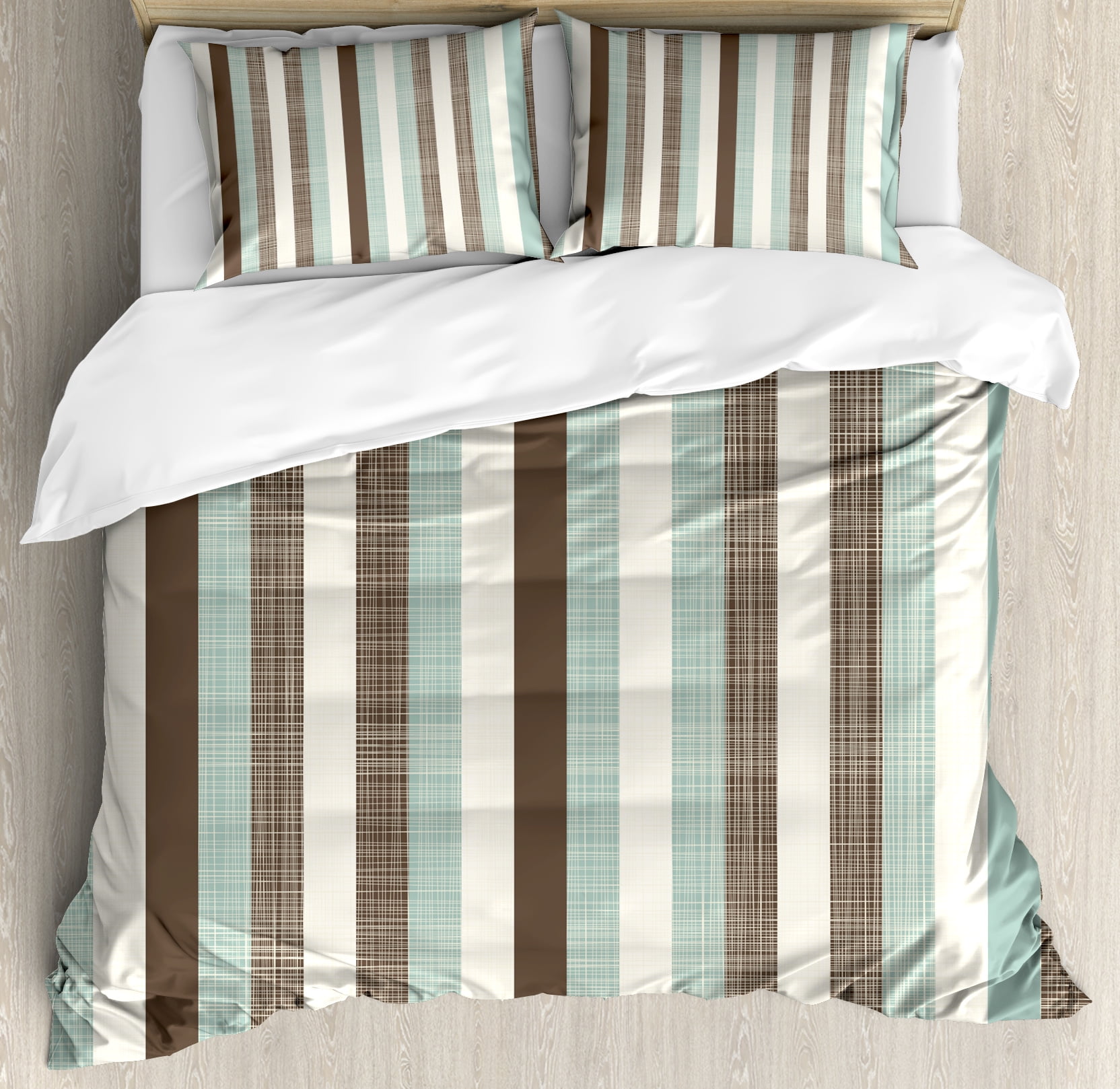 Retro Duvet Cover Set, Classical Vertical Stripes Fabric Texture Image