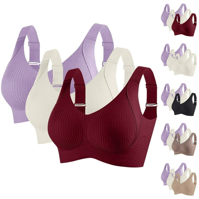 CFLVAEK 3 Pack Sports Bras for Women High Impact Plus Size Adjustable Strap Workout Bra Comfort Seamless Sport Bra Full Coverage Yoga Running Sports Bras 2025 M