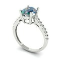 thumbnail image 2 of 2.21 ct Oval Cut Blue Moissanite Solitaire with Simulated Diamond Accents 18K White Gold Womens Engagement Ring, 2 of 5